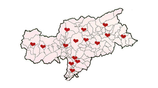 Gruppi sportivi cardiologici in Alto Adige:&#08233;Silandro, Merano, Val Passiria, Bolzano, Bassa Atesina (Egna), Bressanone, Brunico, Alta Pusteria (S. Candido), Vipiteno, Val Sarentino, Oltradige (Appiano), Val Badia (San Martino in Badia), Laives, Alta Val Venosta (Malles)